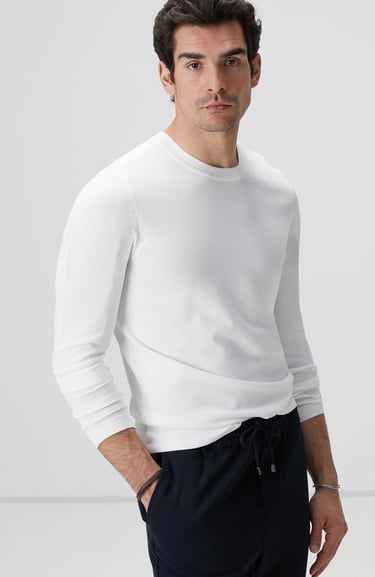  Network Erkek N-Tech Kırık Beyaz Basic Triko