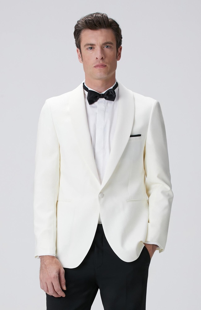  Network Erkek Kırık Beyaz Yün Smokin Ceket
