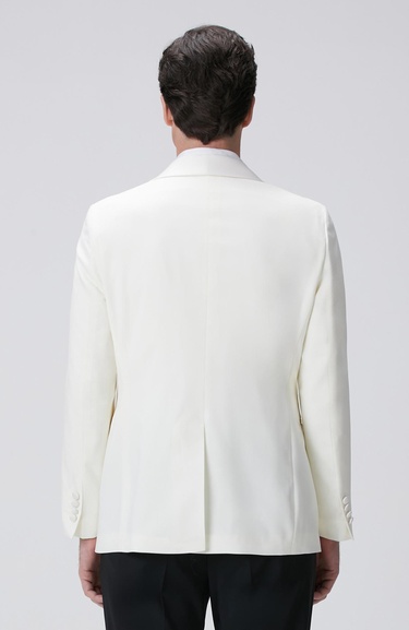  Network Erkek Kırık Beyaz Yün Smokin Ceket