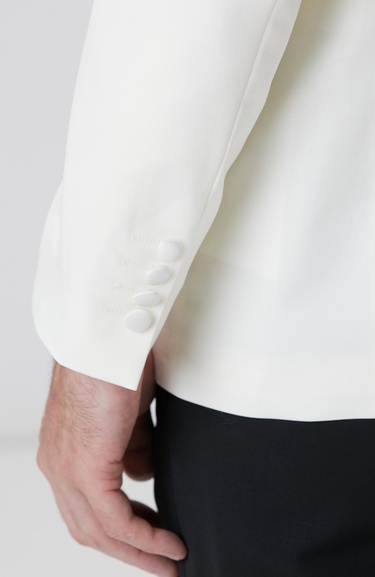  Network Erkek Kırık Beyaz Yün Smokin Ceket