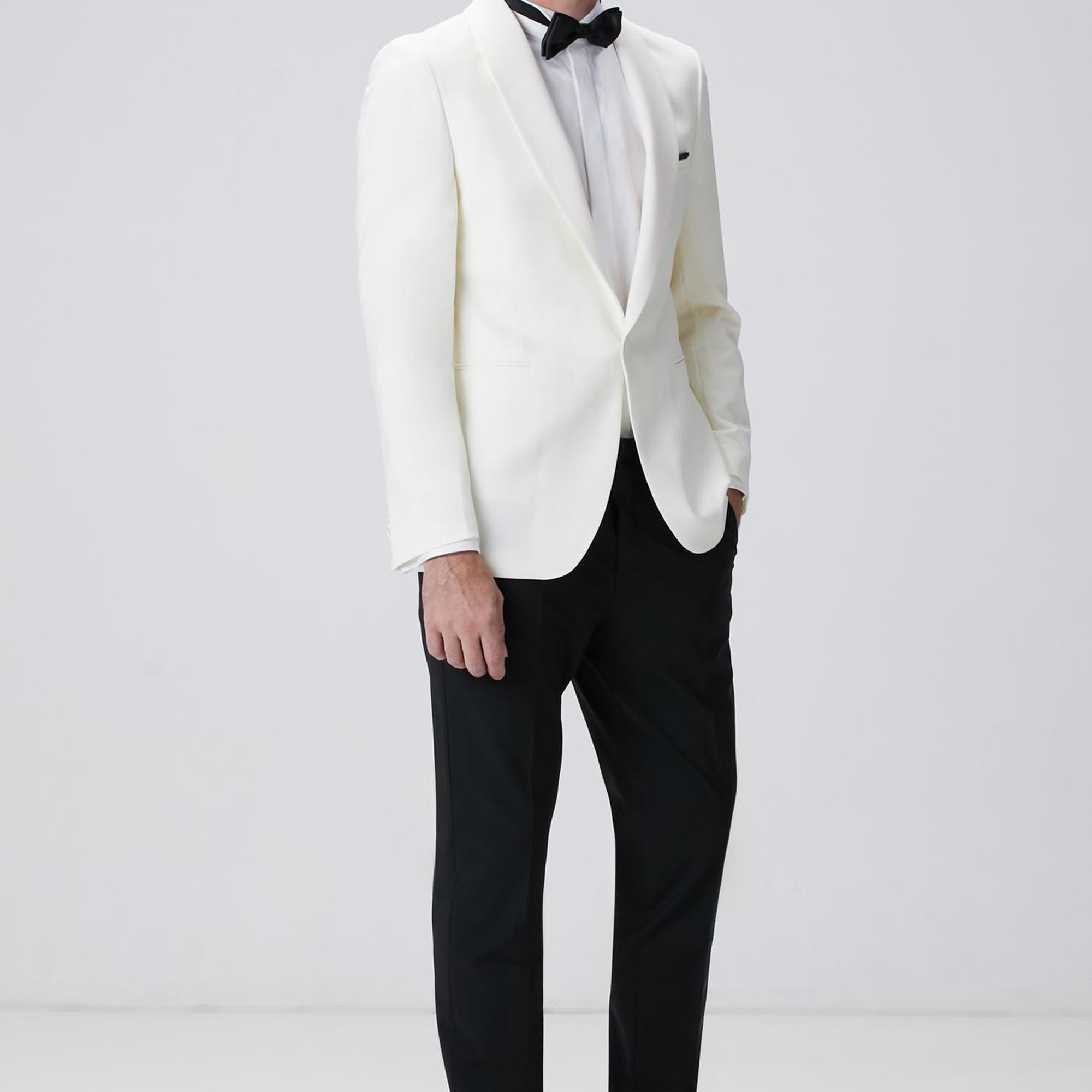 Network Erkek Kırık Beyaz Yün Smokin Ceket