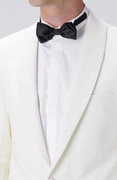  Network Erkek Kırık Beyaz Yün Smokin Ceket