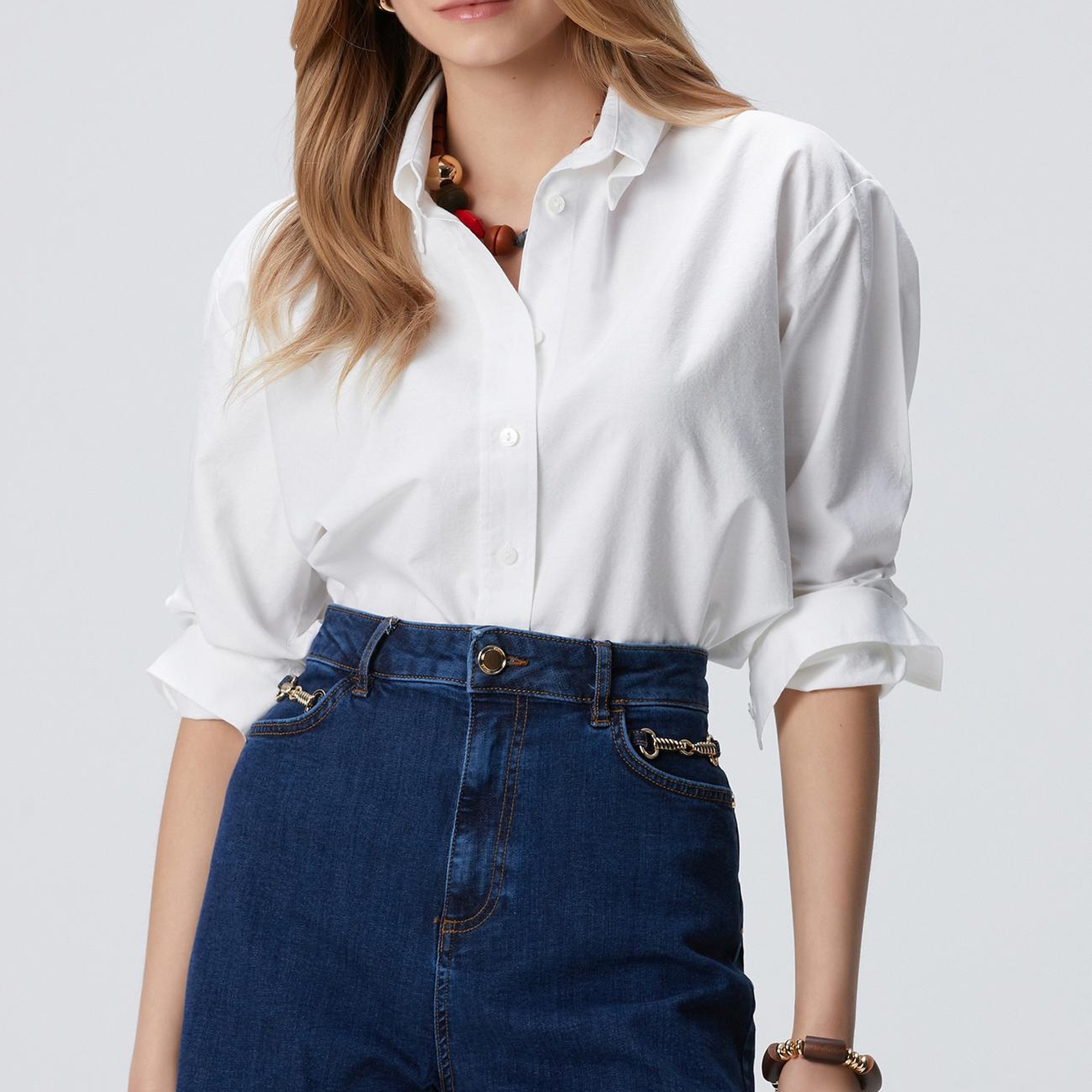 Network Kadın Beyaz Oxford Gömlek