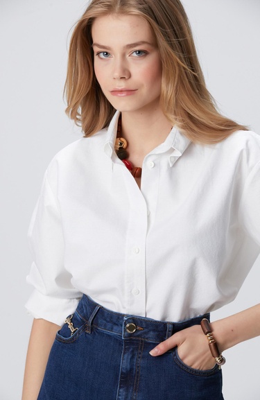  Network Kadın Beyaz Oxford Gömlek