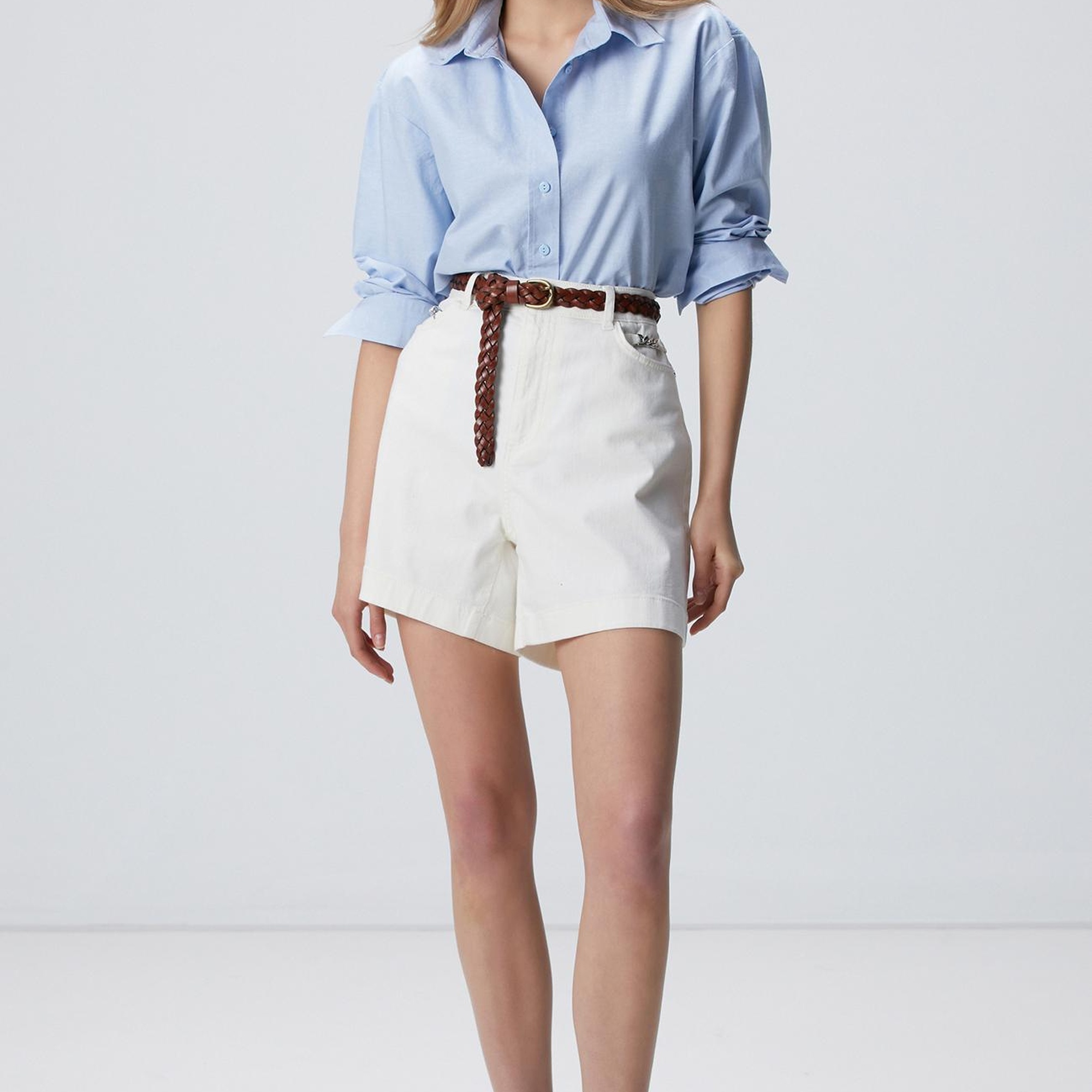 Network Kadın Açık Mavi Oxford Gömlek