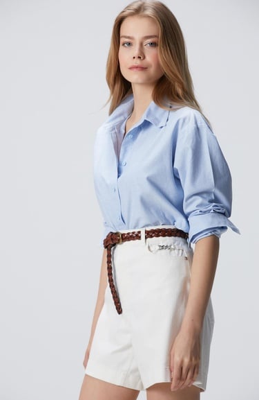 Network Kadın Açık Mavi Oxford Gömlek