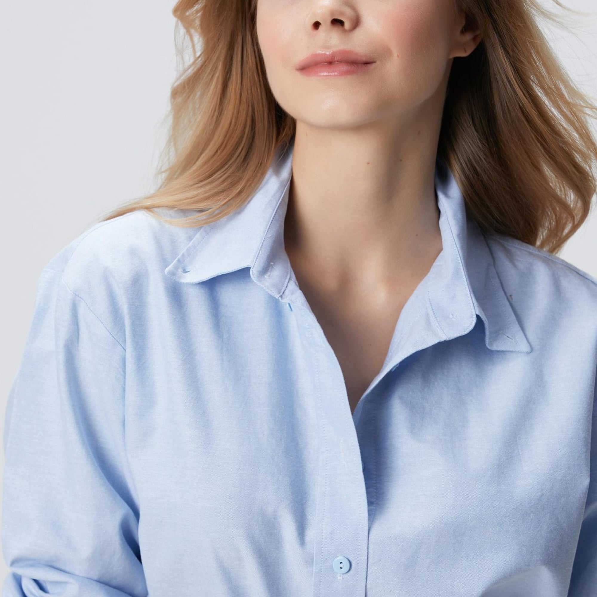 Network Kadın Açık Mavi Oxford Gömlek