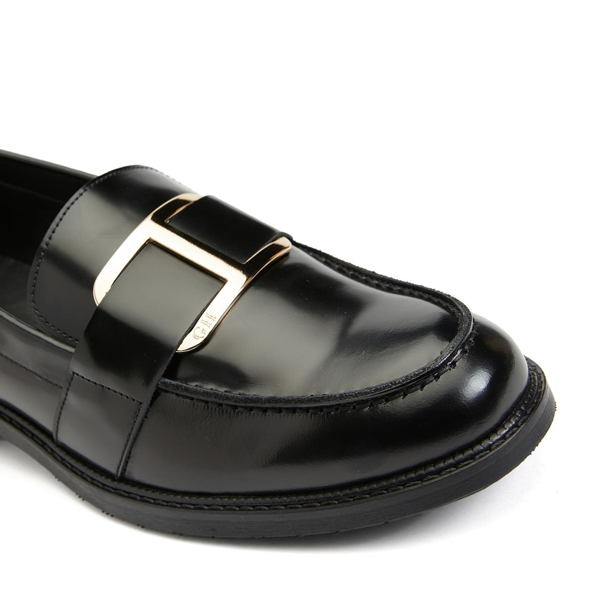 George Hogg Icons Kadın Siyah Deri Tokalı Loafer