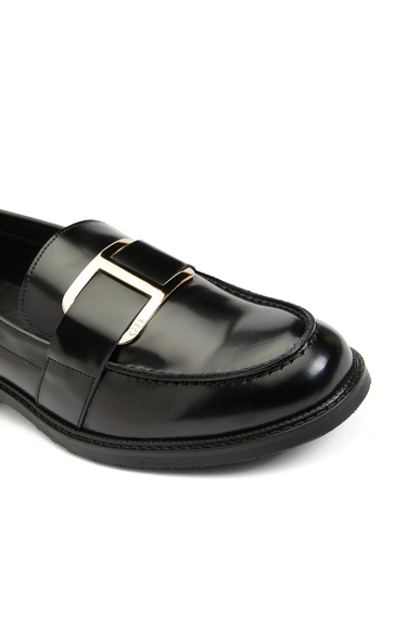  George Hogg Icons Kadın Siyah Deri Tokalı Loafer