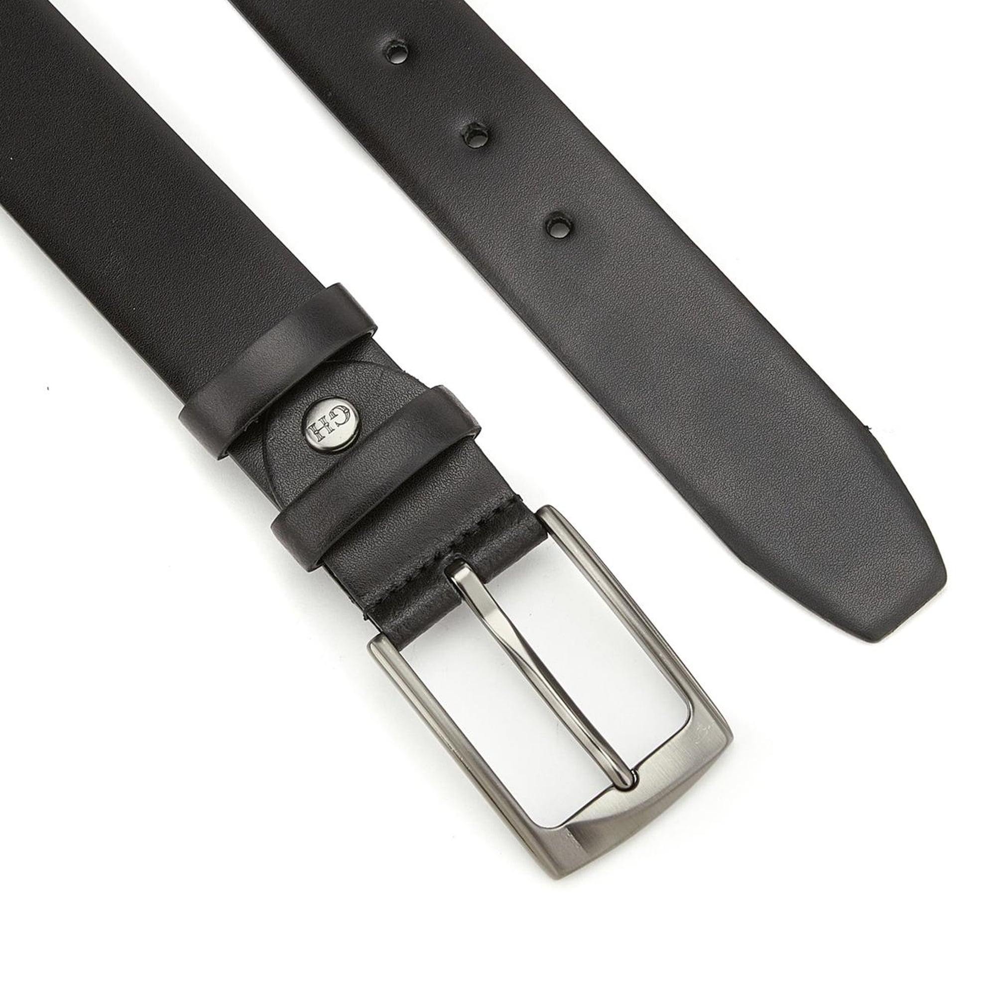 George Hogg Erkek Siyah Metal Tokalı Deri Kemer