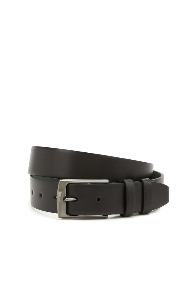  George Hogg Erkek Siyah Metal Tokalı Deri Kemer