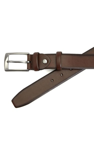  George Hogg Erkek Kahverengi Metal Tokalı Deri Kemer