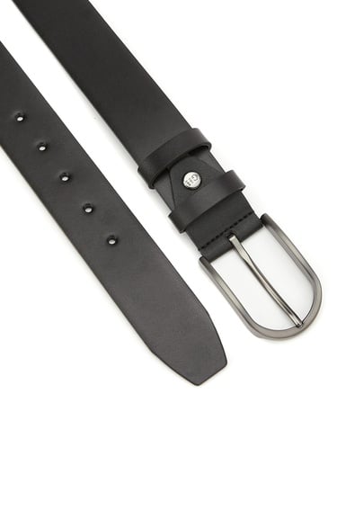  George Hogg Erkek Siyah Mat Tokalı Deri Kemer