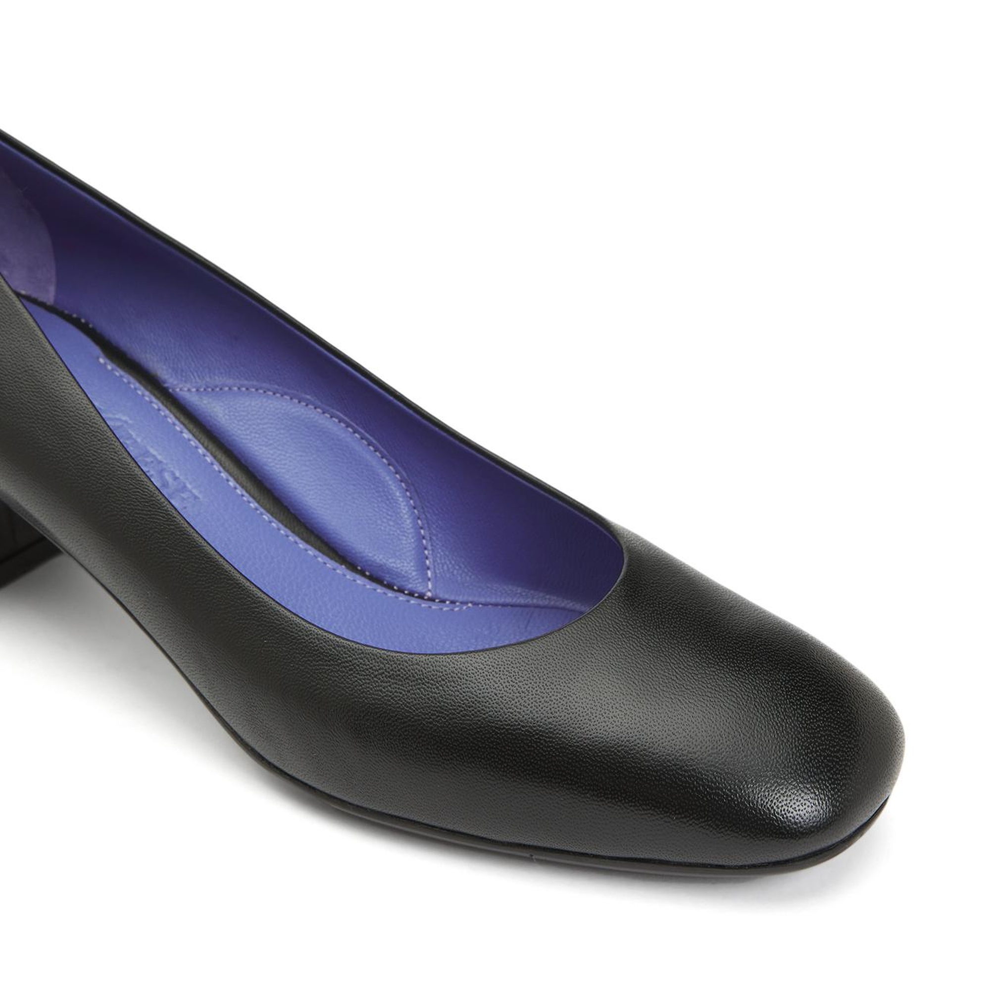 Divarese Kadın Siyah Deri Kalın Topuklu Ayakkabı