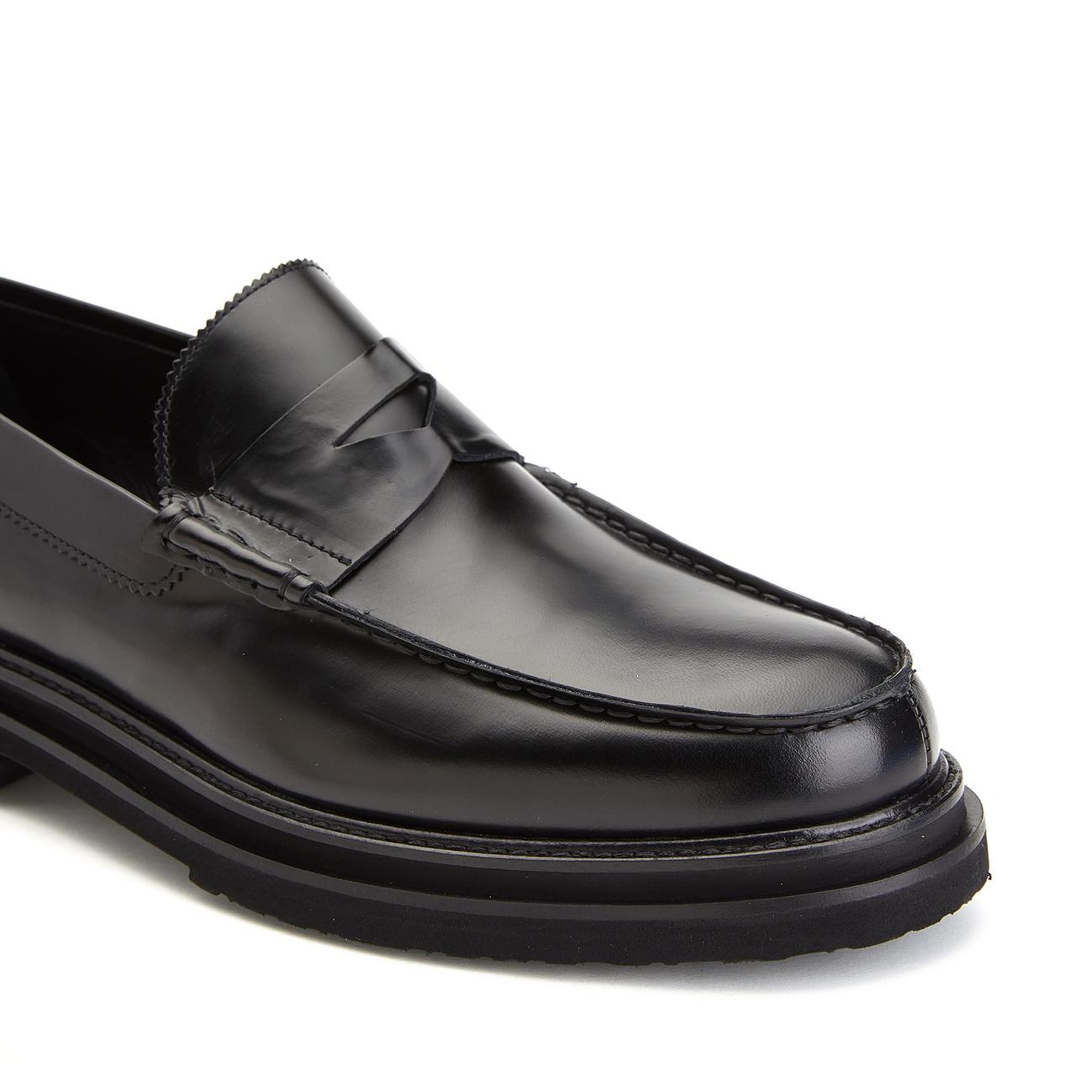 George Hogg Erkek Siyah Parlak Deri Loafer