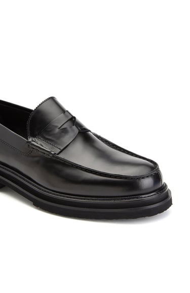  George Hogg Erkek Siyah Parlak Deri Loafer