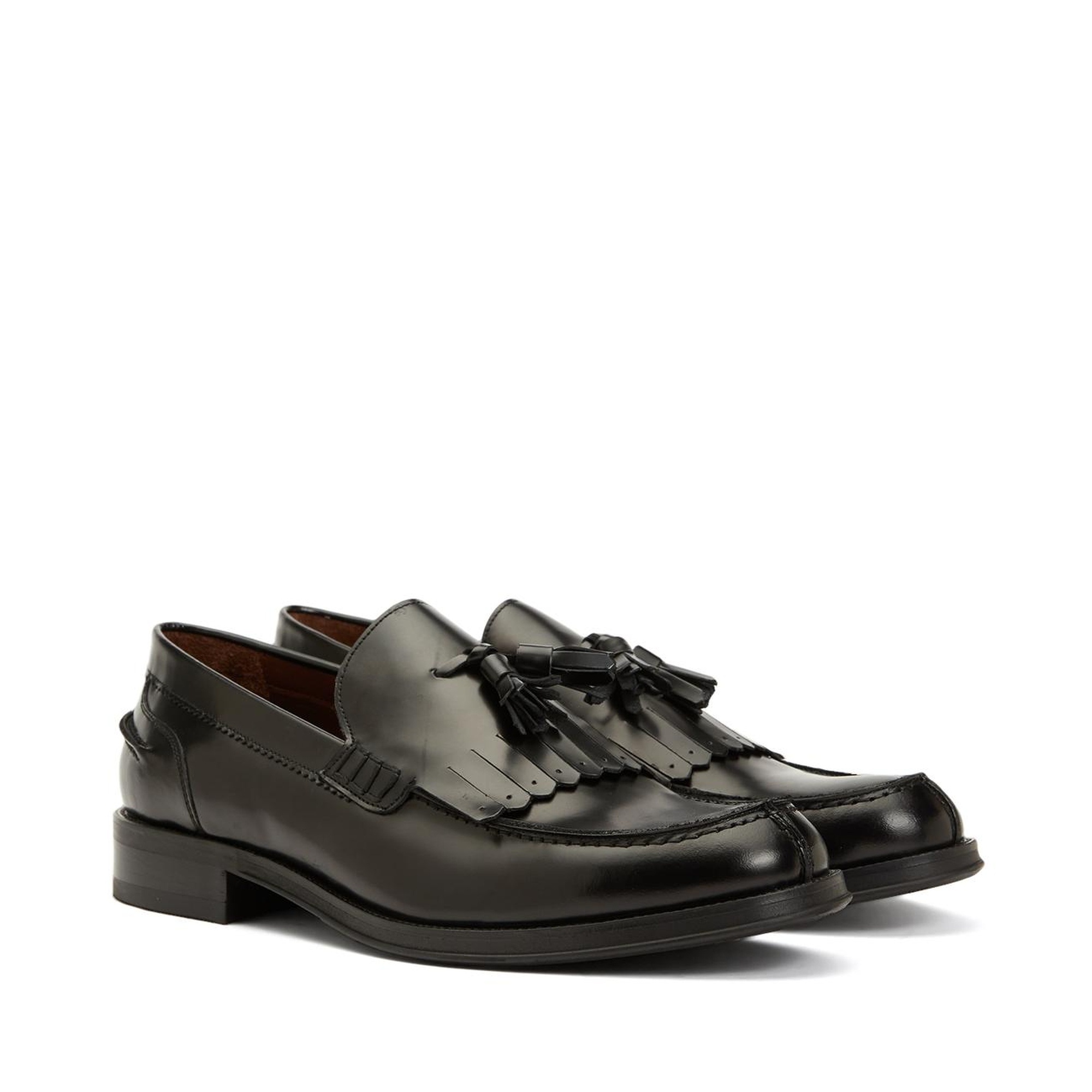 George Hogg Icons Erkek Siyah Çift Püsküllü Deri Loafer