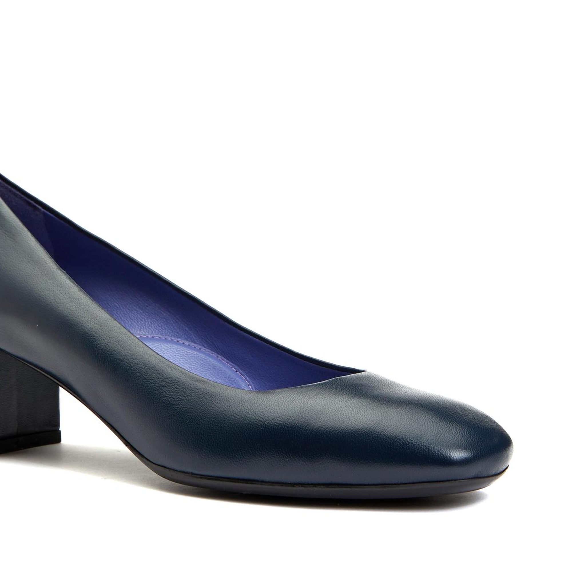 Divarese Kadın Lacivert Deri Kalın Topuklu Ayakkabı