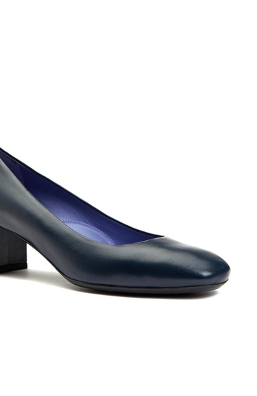  Divarese Kadın Lacivert Deri Kalın Topuklu Ayakkabı