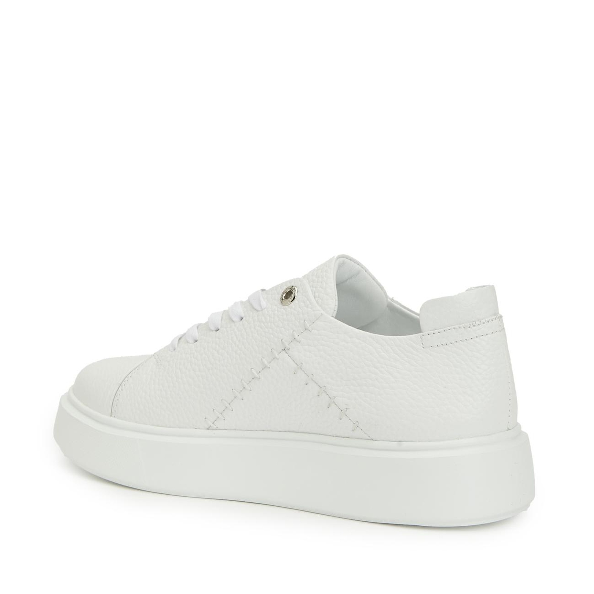 Divarese Kadın Beyaz Dikiş Detaylı Deri Sneaker