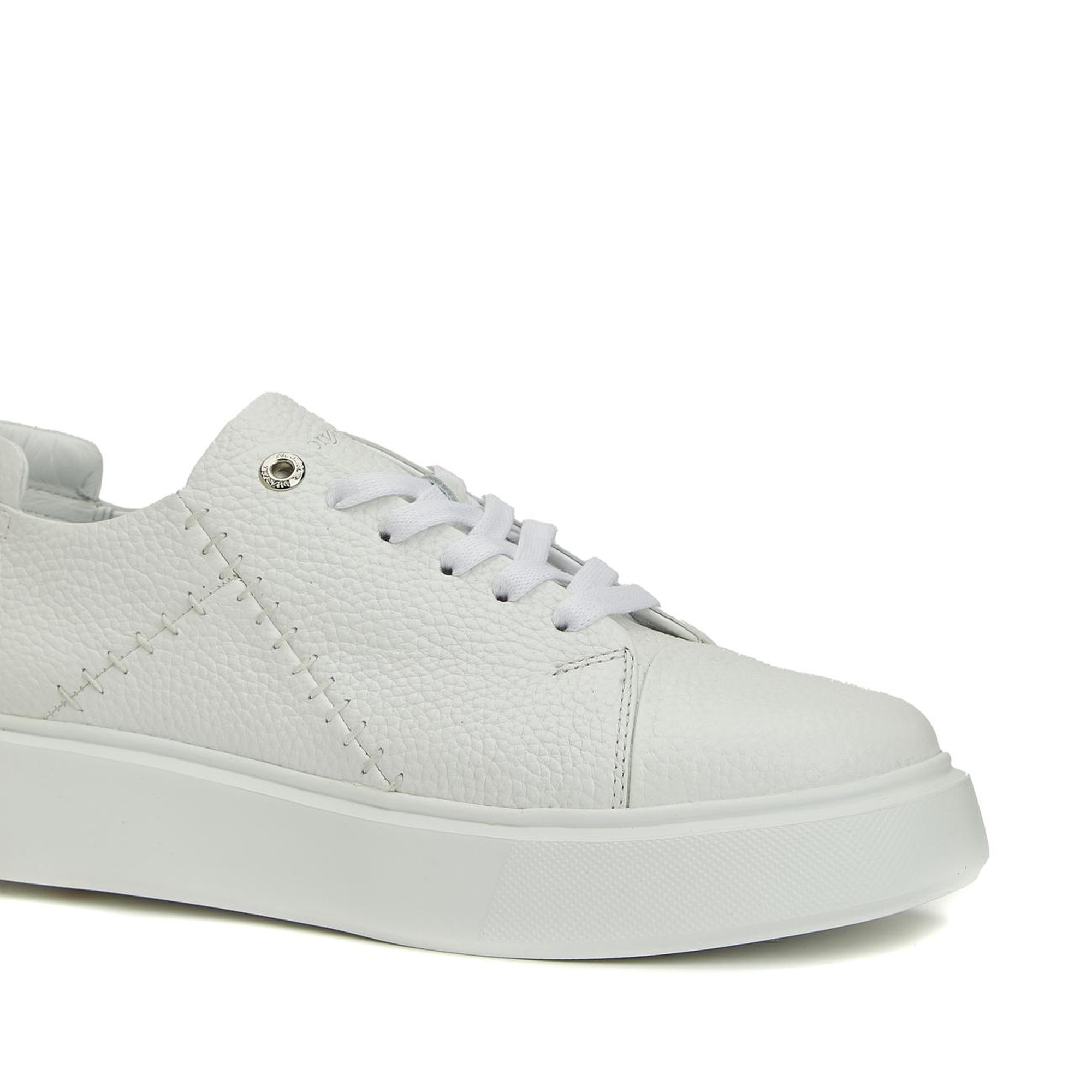 Divarese Kadın Beyaz Dikiş Detaylı Deri Sneaker