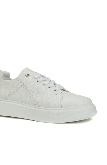  Divarese Kadın Beyaz Dikiş Detaylı Deri Sneaker
