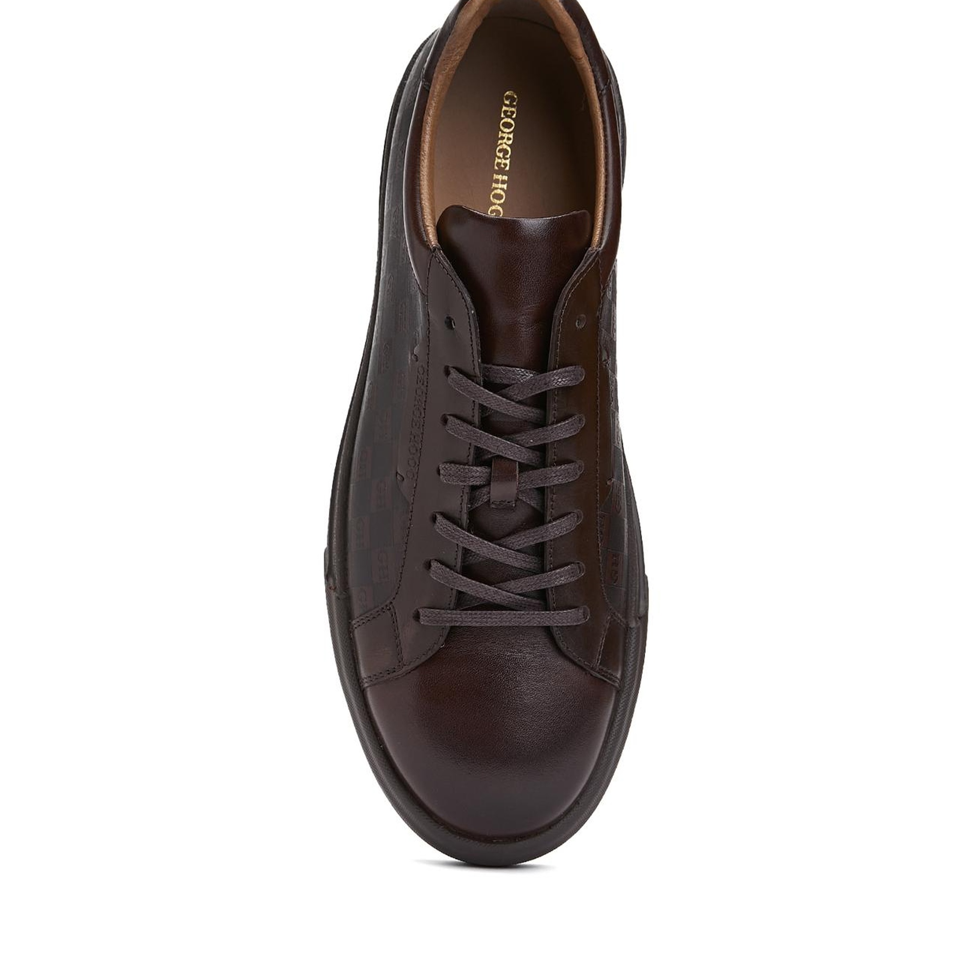 George Hogg Erkek Kahverengi Logolu Deri Sneaker Ayakkabı