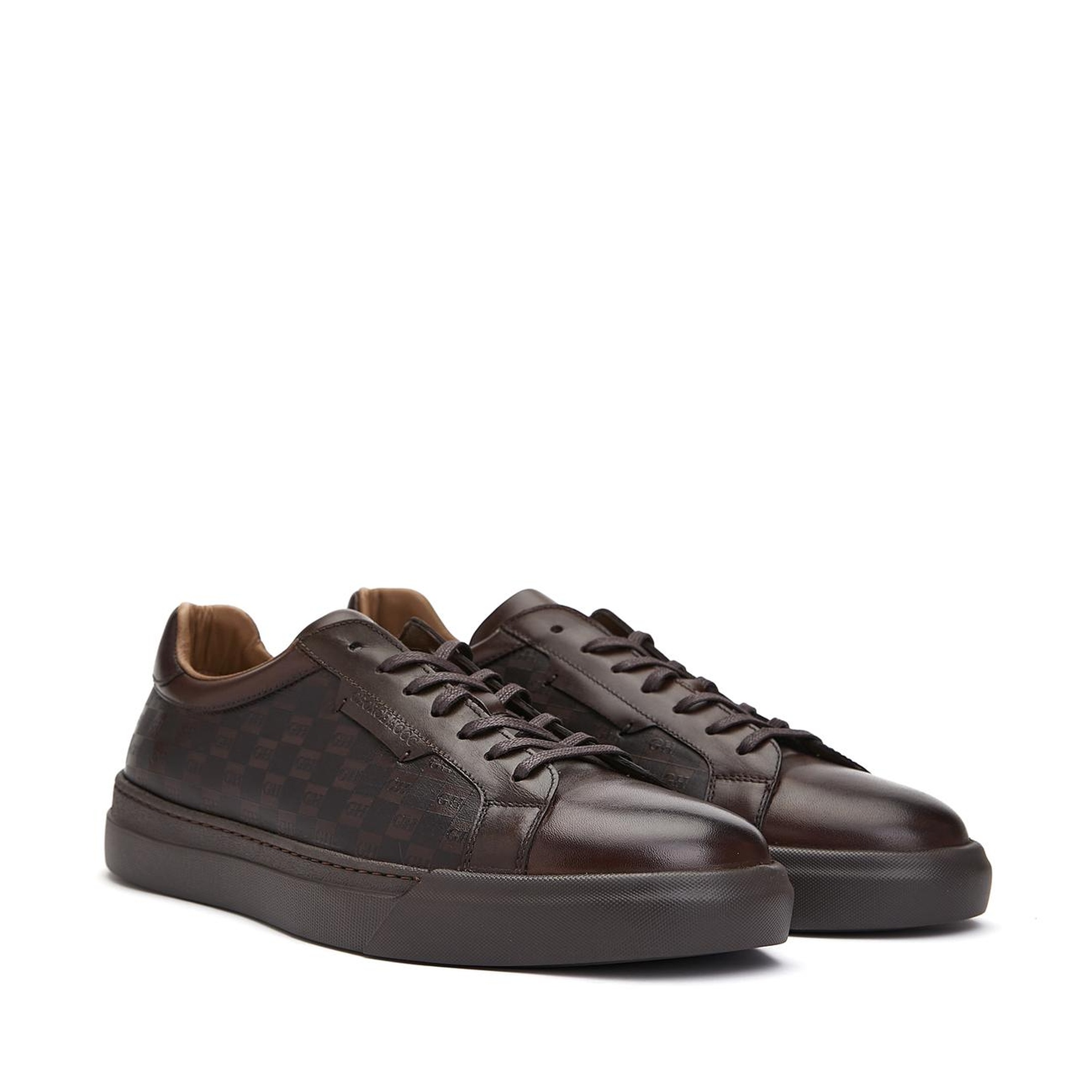 George Hogg Erkek Kahverengi Logolu Deri Sneaker Ayakkabı