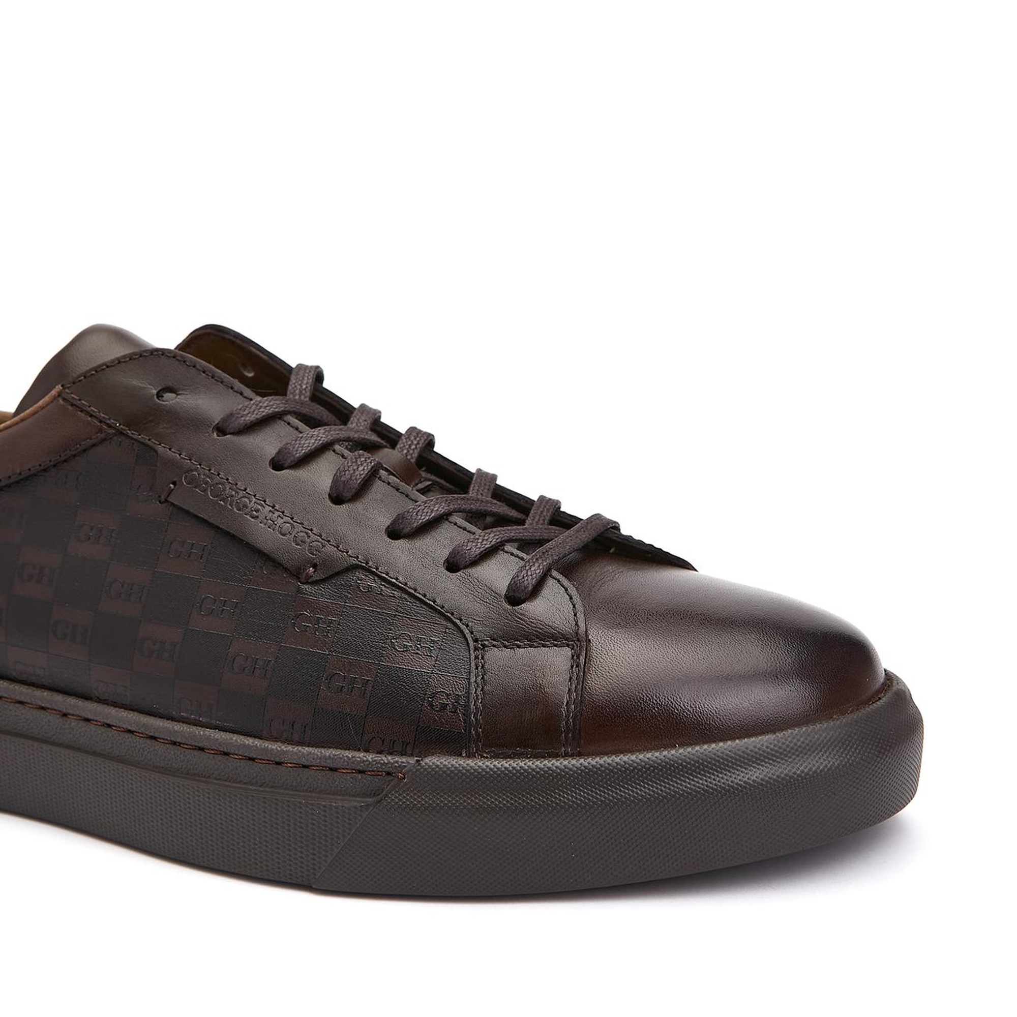 George Hogg Erkek Kahverengi Logolu Deri Sneaker Ayakkabı