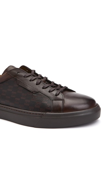  George Hogg Erkek Kahverengi Logolu Deri Sneaker Ayakkabı