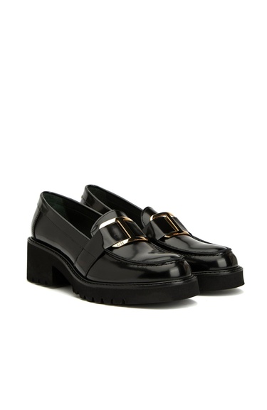  George Hogg Icons Kadın Siyah Tokalı Deri Loafer