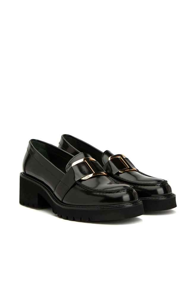  George Hogg Icons Kadın Siyah Tokalı Deri Loafer
