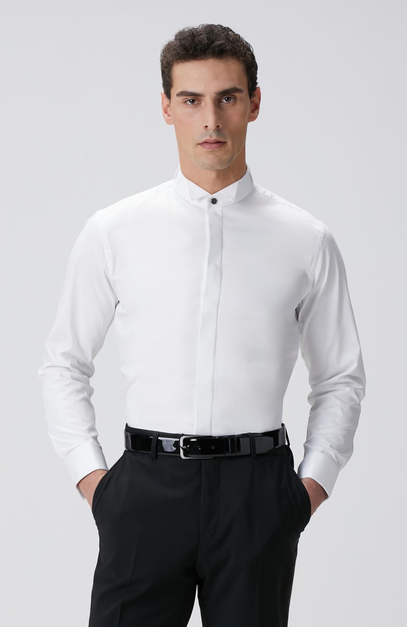  Network Erkek Beyaz Smokin Gömleği