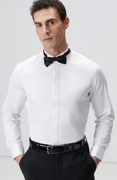  Network Erkek Beyaz Smokin Gömleği