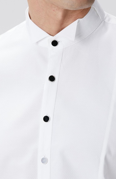  Network Erkek Beyaz Saten Smokin Gömlek