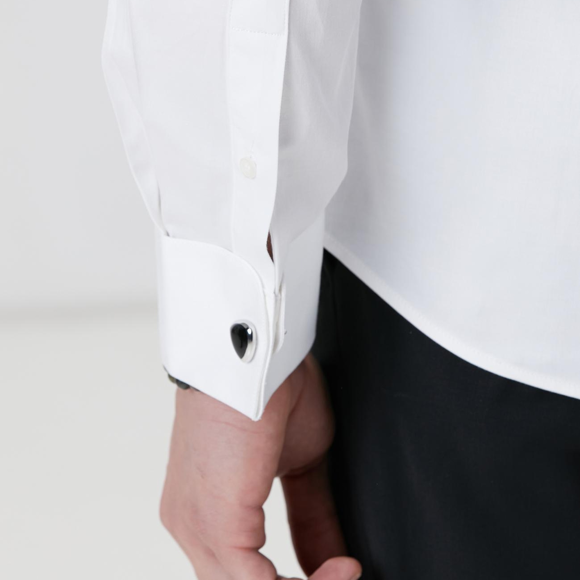 Network Erkek Beyaz Saten Smokin Gömlek