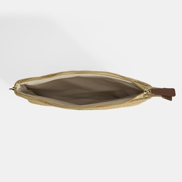  Kadın Taba Ananas Nakışlı Hasır Clutch