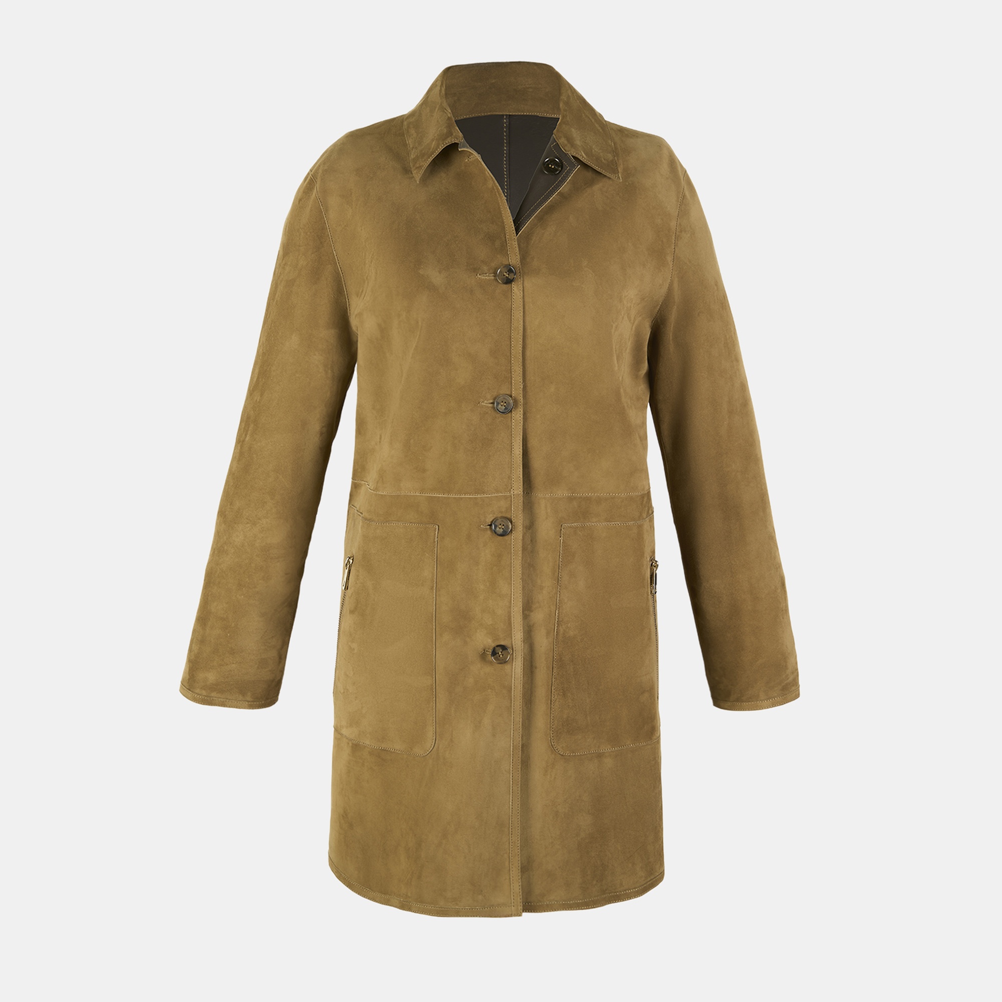 Simonetta Yeşil Kadın Çift Taraflı Deri Pardösü