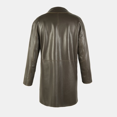  Simonetta Yeşil Kadın Çift Taraflı Deri Pardösü