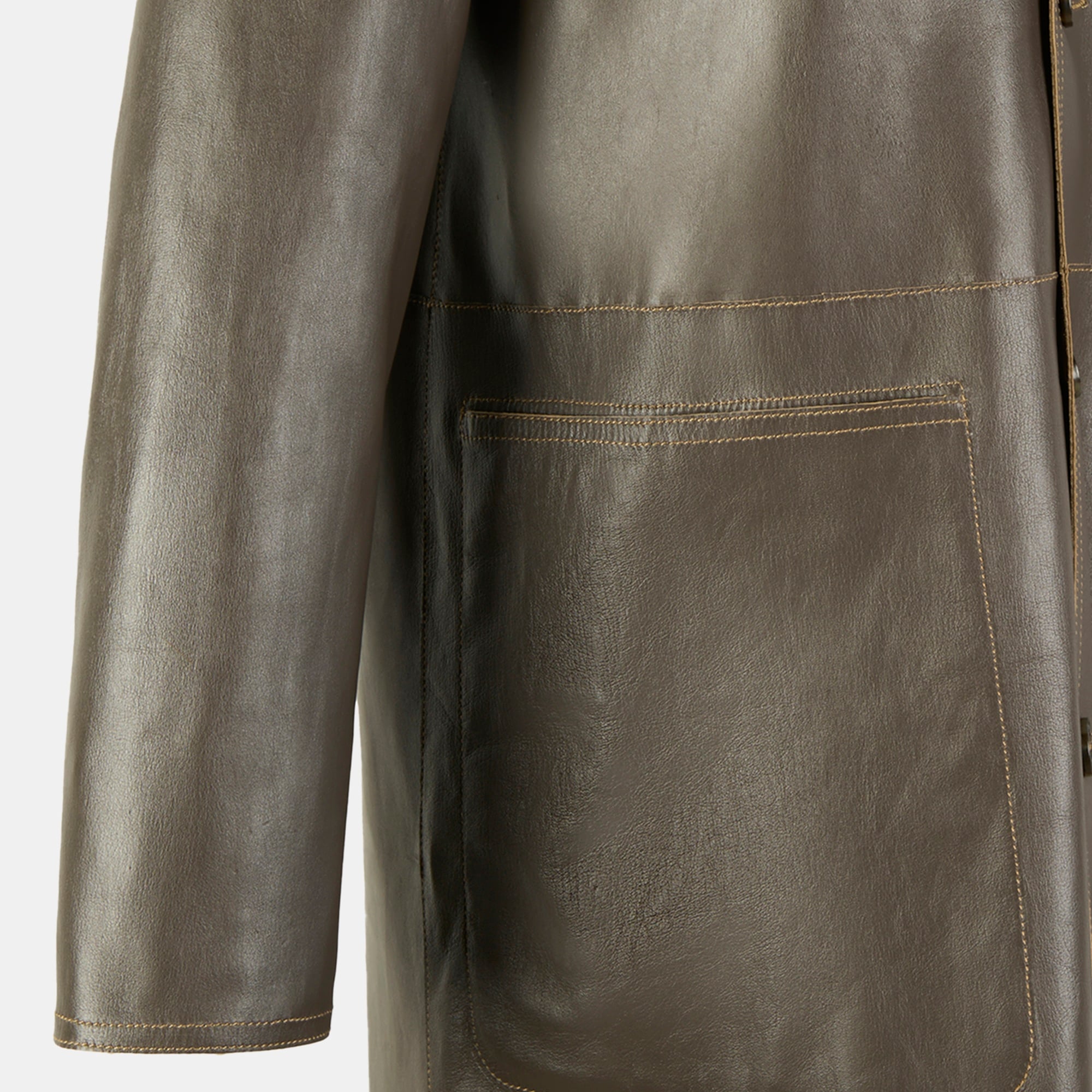 Simonetta Yeşil Kadın Çift Taraflı Deri Pardösü