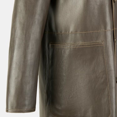  Simonetta Yeşil Kadın Çift Taraflı Deri Pardösü