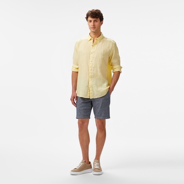  Nautica Erkek Sarı Classic Fit Keten Gömlek