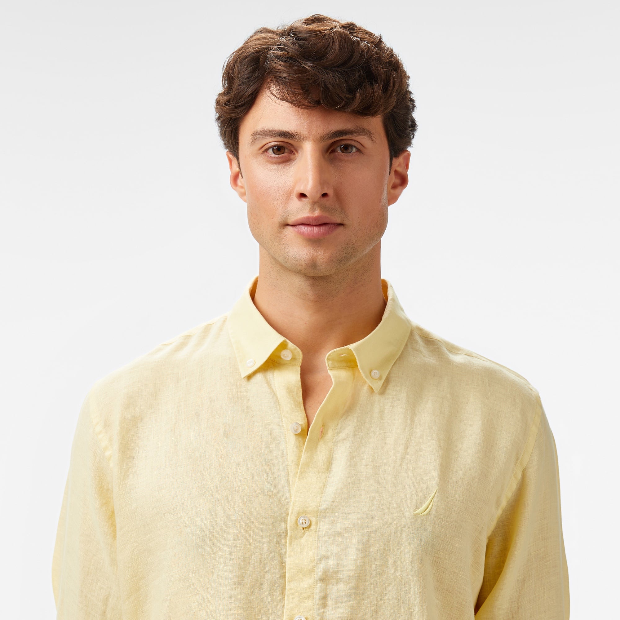 Nautica Erkek Sarı Classic Fit Keten Gömlek