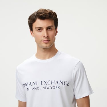  Armani Exchange Erkek Beyaz Bisiklet Yaka T-Shirt