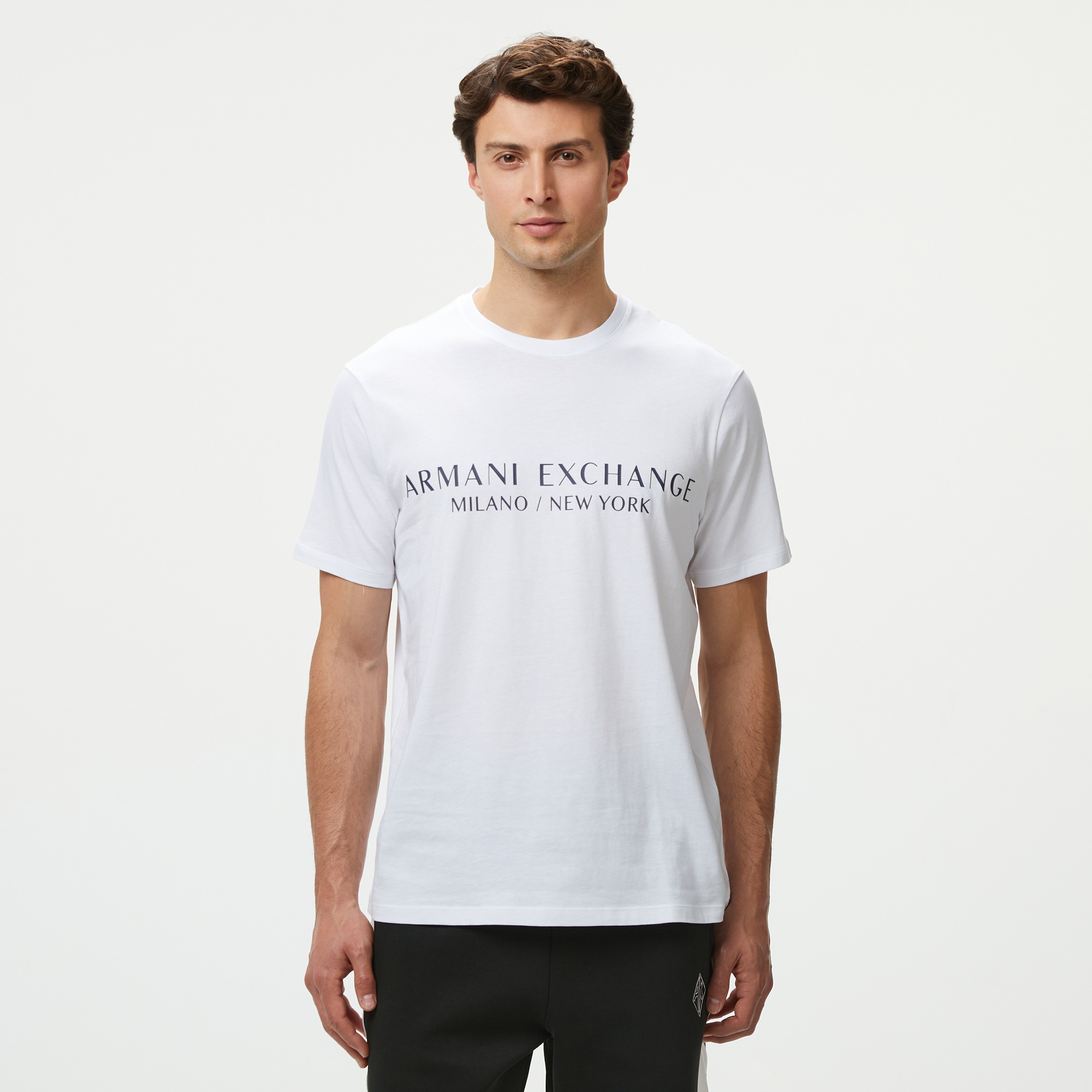 Armani Exchange Erkek Beyaz Bisiklet Yaka T-Shirt