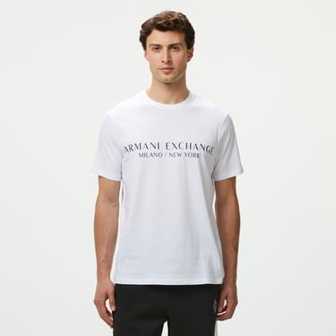  Armani Exchange Erkek Beyaz Bisiklet Yaka T-Shirt
