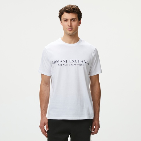  Armani Exchange Erkek Beyaz Bisiklet Yaka T-Shirt
