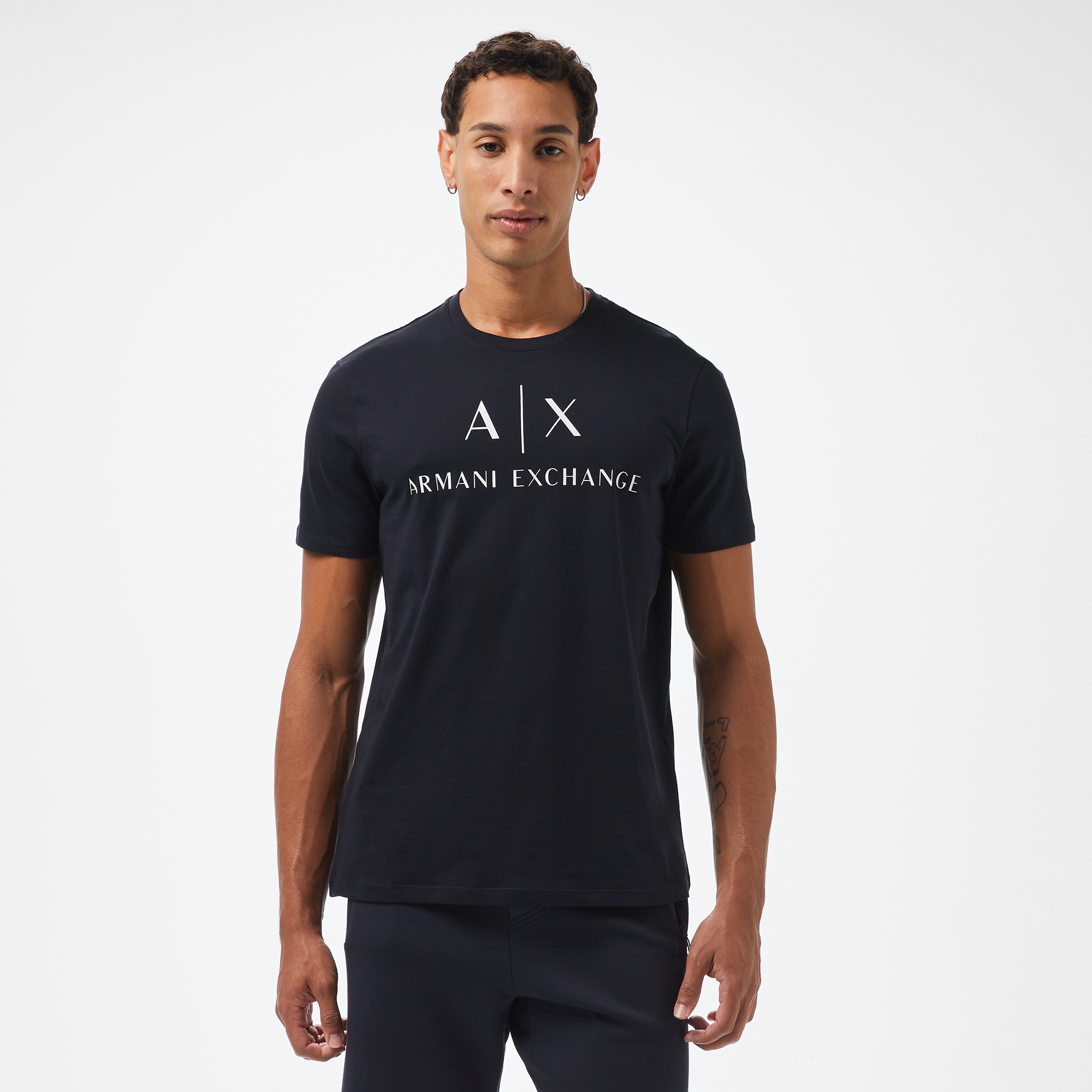 Armani Exchange Erkek Lacivert Bisiklet Yaka T-Shirt