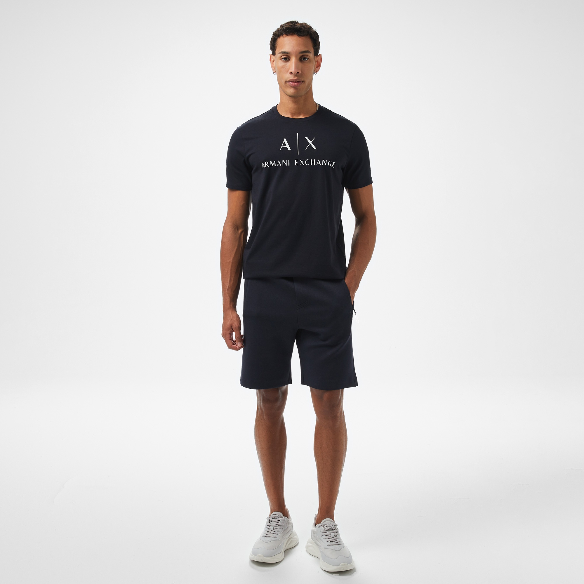 Armani Exchange Erkek Lacivert Bisiklet Yaka T-Shirt