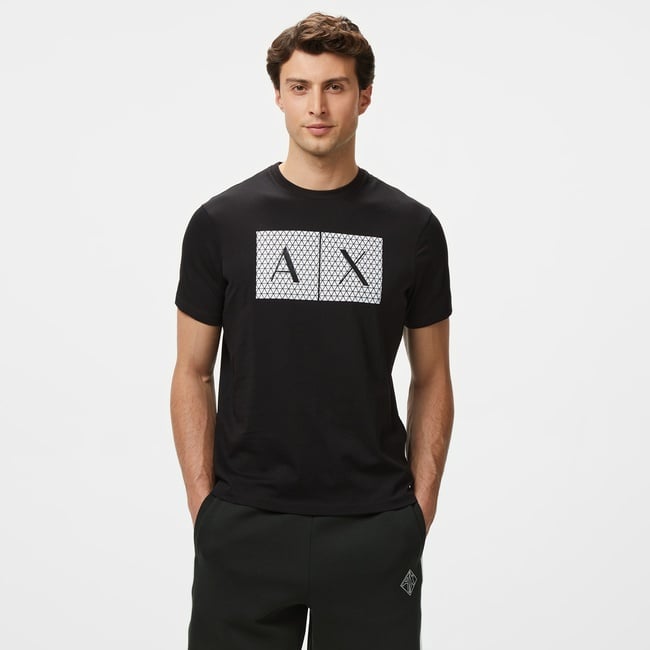  Armani Exchange Erkek Siyah Bisiklet Yaka T-Shirt